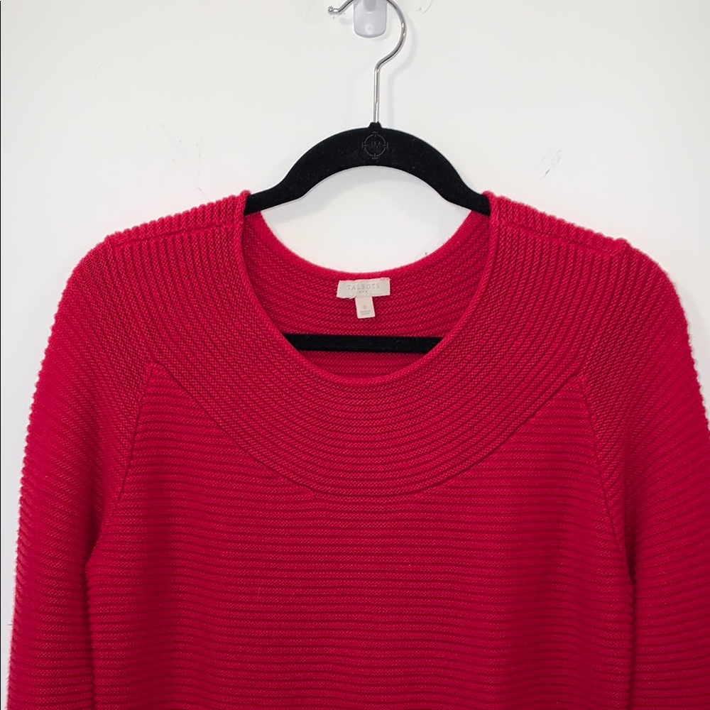 Talbots Red Crew Neck Sweater with Ribbed Knit